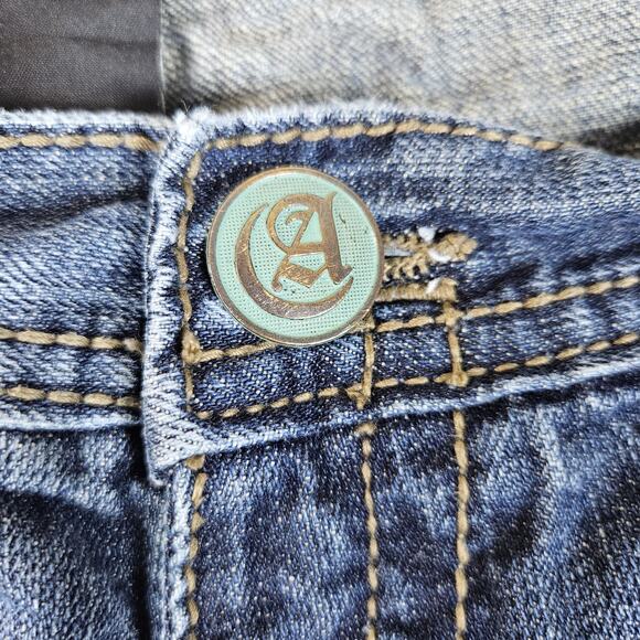 A Prodigee Distressed Y2K Jean Faux Leather Pocket Flap Southpole Blue Men 36x29 - Picture 10 of 14